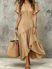 Women Midi Dresses - Pale Yellow - View 1