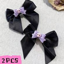 2pcs Y2K Gothic Style Hair Clips, Black Satin Alligator Hair Clips Suitable For Halloween Party, Punk Side Bangs Accessory, Daily Hair Decoration - Multicolor - View 6