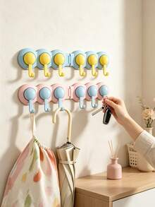 1PC/6PCS Connected Wall Hooks, Cute Multi-Purpose Hook Organizer, Decorative Hanging Rack For Towel, Hair Accessories, Keys, Small Items, Suitable For Washroom, Bedroom, Entrance, Stylish Household Storage Accessory For Daily Organization - Multicolor - View 11
