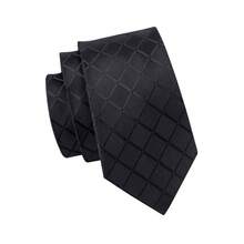 5Pcs Men Black Plaid Tie Pocket Square Cufflinks Tie Clip Ring Set, Cufflinks Pattern Random For Wedding - Black - View 3