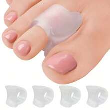 QKC 6pcs Transparent Soft Toe Separators, Comfortable Foot Care Pads, Suitable For High Heels And Sports Shoes Forefoot Cushions - Transparent White - View 3