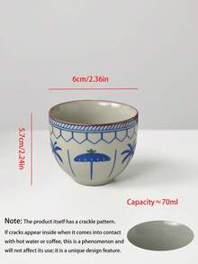 1/2/4/6pcs Floral Ceramic Tea Cups, Home Guest Tea Cups, Red Tea Cups, Tasting Cups, Kung Fu Tea Cups, One-Sip Cups, Water Cups, Espresso Cups, Suitable For Home, Gathering, Party, Gift Giving - Multicolor - View 2