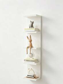 Wall-Mounted No-Drill Storage Shelf With Hooks, Multi-Layer Bookshelf Display Rack For Study, Bedroom, Living Room - Multicolor - View 6