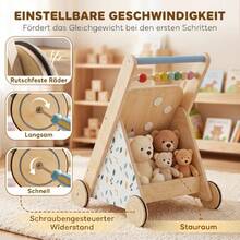 Wooden Baby Walker With Wheels, Adjustable Speed, Building Blocks For Toddlers 18 Months And Up. - 1 - View 4