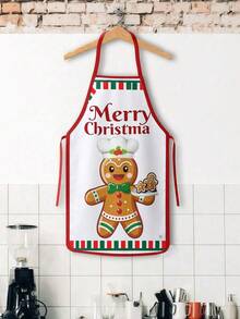 2Pcs Christmas Gingerbread Man Kitchen Apron, Merry Christmas Chef Cookie Printed Adjustable Cooking Apron, Xmas Holiday Kitchen Decor Christmas Gift - Multicolor - View 10