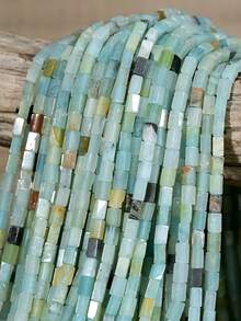 1 Strand 2*4mm Amazonite Beads Loose Rectangle Shape Natural Stone Beads For DIY Jewelry Making Bracelet Accessories - Multicolor - View 1