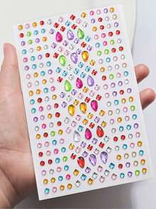 5pcs/4pcs/3pcs/2pcs/1pc, 3D Rainbow Rhinestone Face Gem Stickers, Acrylic Shiny Heart Star Stickers, Self-Adhesive Diamond Design, Suitable For Makeup And Clothing, Multi-Color Rhinestone Face Gems, Perfect For Valentine's Day, Holidays, Parties And Events. - Multicolor - View 5