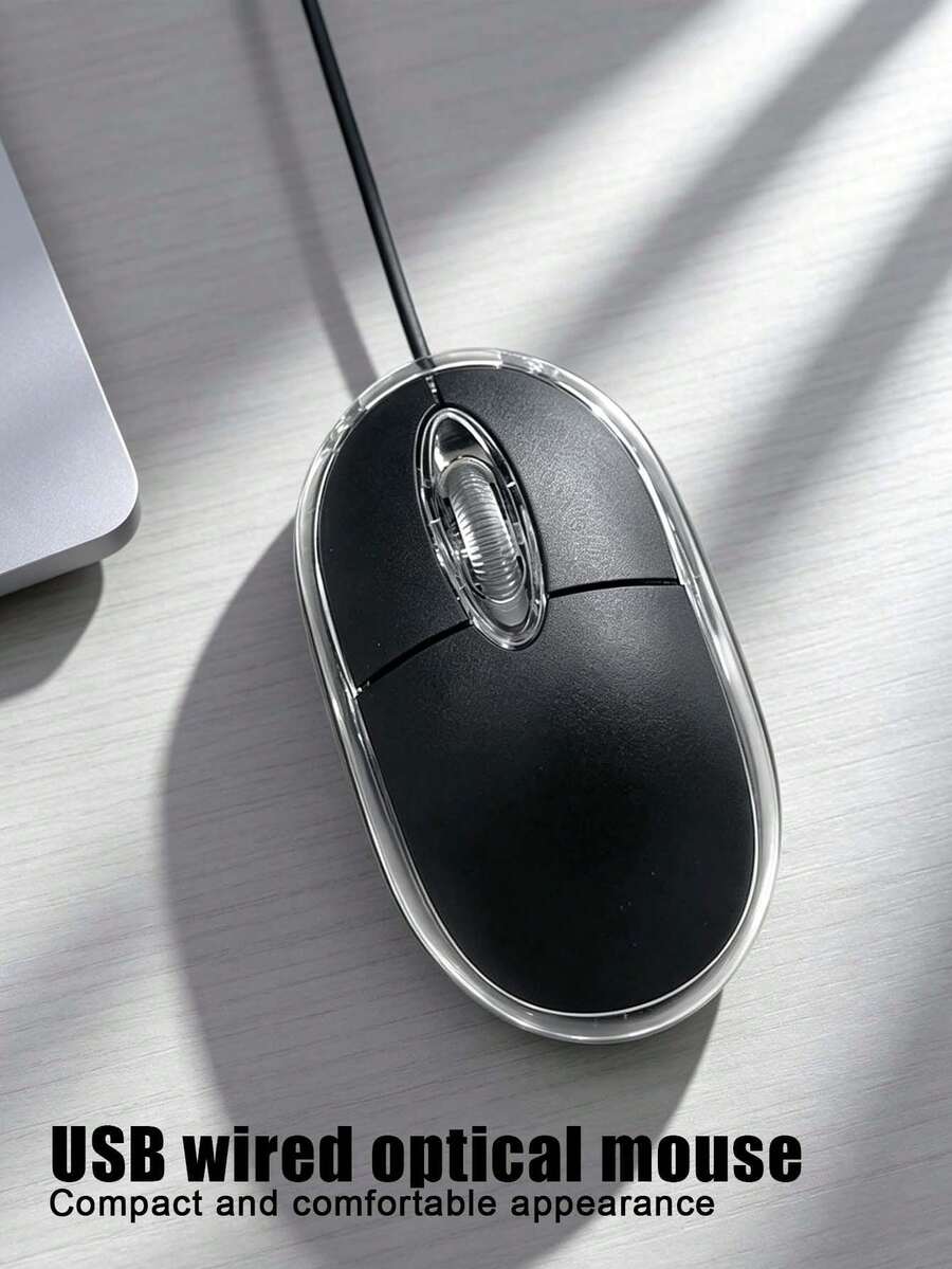 USB Wired Optical Corded Mouse, Compact Lightweight Transparent Shell Mice For Desktop Laptop Home Office - View 1