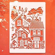 Large Vintage House Stencil, Suitable For Painting Scrapbooking Collage - Reusable Patterned Base Plate, Applicable For DIY Crafts Wall Floor Furniture Canvas - 11.7 Inch X 8.3 Inch Stencil - A - View 6