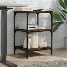 vidaXL Support d'imprimante 3 niveaux chêne fumé 50x41x75 cm - Tabac - Voir 3