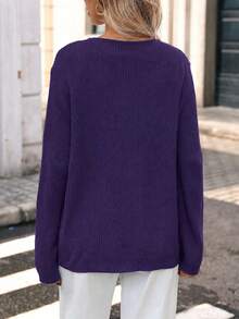 New Arrival Fashion Women's Clothing Early Winter Casual Versatile Knit Button Sweater Cardigan - Purple - View 3
