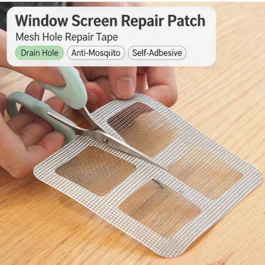 5Pcs/10pcs Self‑Adhesive Window Screen Repair Patch, Cuttable Fiberglass Mesh Hole Repair Sticker, Multi‑Purpose Anti‑Mosquito Screen Patch For Screen Window Door Mesh Hole & Window Drain Hole Cover, Waterproof Strong Adhesive Screen Repair Tape - Window Screen Repair Patch - View 1