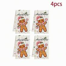 2/4/6pcs Christmas Kitchen Towels Gingerbread Man Pattern Napkins, Christmas Kitchen Towel Set - Multicolor - View 8