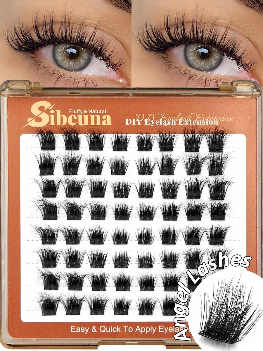 Sibeuna 64片天使睫毛 0.05mm細軟簇裝接睫毛,10-16mm D捲度單根睫毛,輕盈自然靈動,幽靈睫毛效果接睫毛 - D - 查看 1