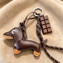 Classic Autumn/Winter Sausage Puppy Maillard Color Cute Chocolate Bag Charm Fashion Maximalist Keychain Creative Exaggerated Bag Pendant - Multicolor - View 6