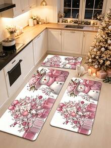 1pc Pink Christmas Kitchen Rug, Thickened Carpet, Plush Rug, Autumn/Winter Rug, Kitchen Mat, Kitchen Floor Mat, Door Mat, Small Rug, Runner Rug, Floor Mat, Home Decor, Area Rug, Outdoor Mat, Bedroom Rug, Washable Rug - Multicolor - View 5