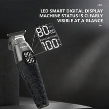 Kemei Men's Professional Hair Clipper - Precision Trimmer, Men's Electric Hair Clipper, USB Rechargeable, Pompadour Styling Hair Cutter, Comes With 3 Guide Combs, LED Display, Salon-Grade Hair Equipment, Suitable For Barber Shops And Everyday Home Use - View 5
