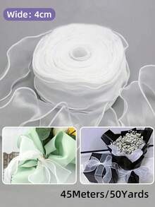 10/50Yards Sheer Chiffon Ribbon Organza Satin Ribbons For Gift Wrapping Decoration Christmas Wedding Birthday Party Bouquets Wreath Sewing Supplies - Multi-color - View 34