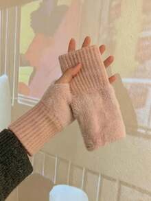 Solid-Color Fingerless Gloves-Stylish, Versatile, Stretchy, And Plush-Suitable For Sports, Cycling, Crafting, Students, Outdoor Activities, Party Outfits, And Daily Protection. - Multicolor - View 14