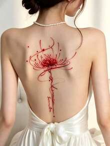 4pcs Temporary Tattoo Sticker, Minimalist Line Spider Lily Iris Butterfly Floral Pattern, Realistic Fake Tattoo Design, For Daily Wear, Bachelorette Party Favors, Music Festival, Game, Graduation Gift, Lasts 3‑5 Days - Multicolor - View 7