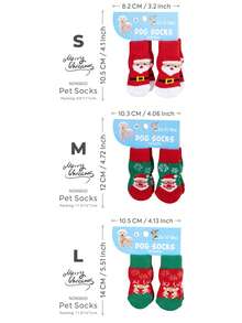 Christmas Stockings For Seniors, Reindeer, Snowmen, And Paw-Shaped Socks Teddy Bear-Style Socks For Small Dogs And Pet Dogs Christmas Pet Socks For Cats Christmas Atmosphere Decorations - Multicolor - View 2
