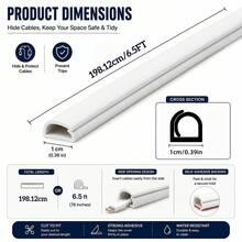 PVC Self-Adhesive Semi-Enclosed Cable Raceway, Wall Wire Concealer, Slim Cable Management Channel, Wire Concealment Organizer For Desk, TV, Home Office, Available In White, Black, Gray, 6.5ft Long - Multicolor - View 2