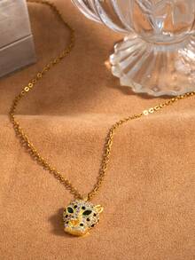 1pc European & American Style Exaggerated American Hip-Hop Punk Fashion Animal Leopard Pendant Necklace - Cheetah Necklace - View 3