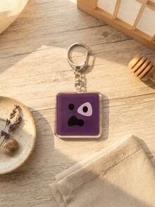1pc/6pcs Cute Corit Minimalist Expression Aesthetic Acrylic Keychains, Simple Style Misaligned Eye Series Six Colors Funny Adorable Shocked Expression Square Pattern Pendant, Backpack & Car Key Accessory, Gift For & Funny Art Lovers - Multicolor - View 10