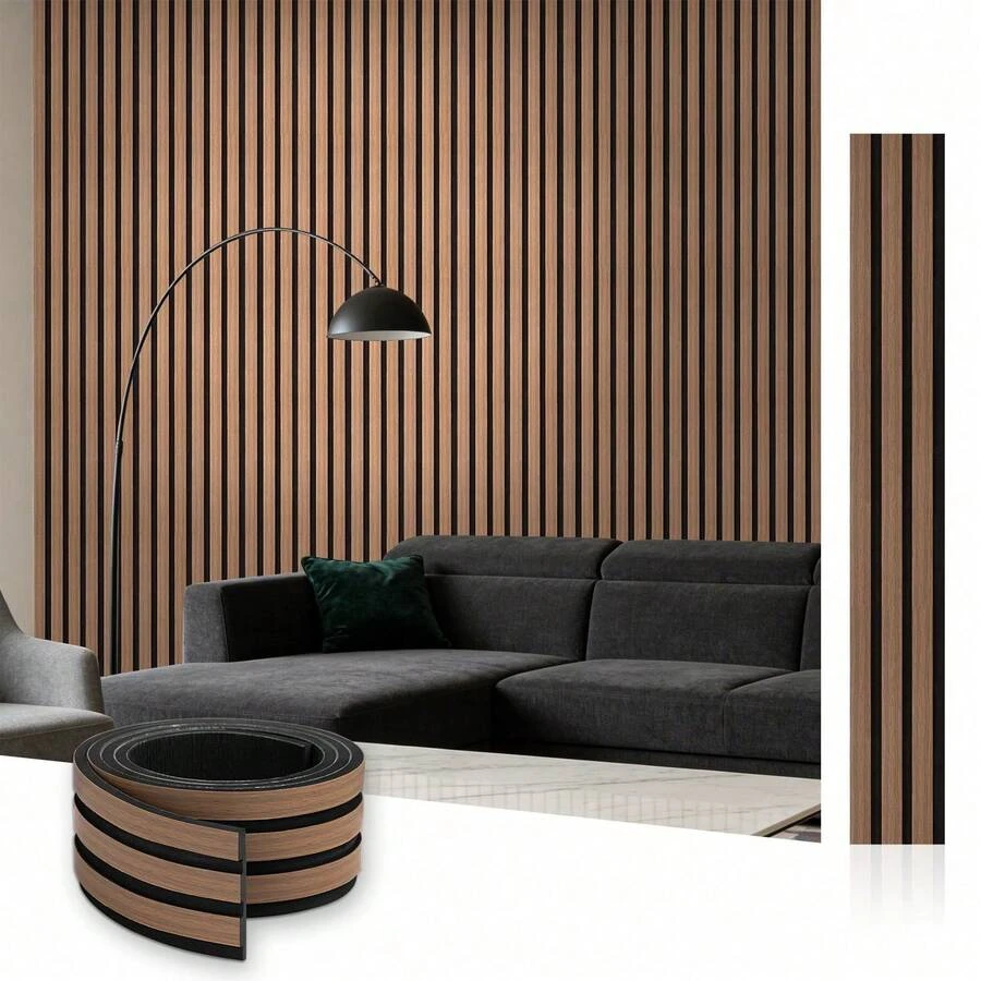 1 Roll Flexible Wood Lattice Acoustic Panel, Vertical Sound-Insulating Wood Slat Wall Decor, Suitable For Home Interior - WJG-567 - View 1
