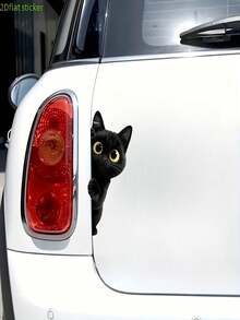 Cute Peeking Black Cat Car Sticker, 2D Flat Vinyl Decal, Waterproof Animal Window & Body Decoration Sticker - General - View 3