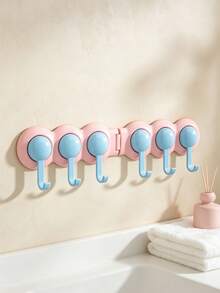 1PC/6PCS Connected Wall Hooks, Cute Multi-Purpose Hook Organizer, Decorative Hanging Rack For Towel, Hair Accessories, Keys, Small Items, Suitable For Washroom, Bedroom, Entrance, Stylish Household Storage Accessory For Daily Organization - Multicolor - View 7