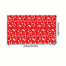 1pc Valentine's Day Red Hand Drawn Heart Tablecloth, Rectangular Disposable Table Cover For Romantic Party Decor For Wedding, Anniversary, Valentine Party Decor - Multicolor - View 6