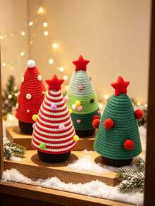 1pc Christmas Lidded Desktop Cotton Woven Storage Basket, Squishy Soft Fabric Decor Bin For Keys Remote Control, Entryway Table Cosmetic Organizer, Festive Winter Style, Multi-Scene Use For Home Decoration - Multicolor - View 3