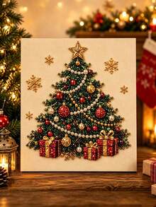 DIY Christmas Pearl Diamond Painting Art Kit, Includes Frame, Beads, Gem Stickers, Handmade 3D Holiday Decoration, Adult Gift, 5 Classic Beaded Decor Designs - View 9