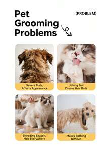 1pc Pet Detangling Grooming Comb, Dog Cat Shedding Brush, Pet Hair Removal Tool, Dog And Cat Grooming Comb, Pet Supplies - Multicolor - View 2