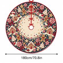 1pc Gingerbread House Candy Pattern Christmas Tree Skirt, Elegant Color Holiday Decor, 5 Sizes, Unisex Holiday Gift, Suitable For Home And Party Christmas Home Decoration - Gingerbread House Candy - View 12