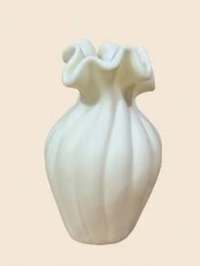1pc Black & White Wavy Edge Ribbed Ceramic Vase Reed Diffuser Bottle, Decorative Fragrance Container, Modern Minimalist Twisted Vertical Stripe Design, Suitable For Home Living Room Bedroom Bathroom Vanity Countertop Decor, Decorative Ornament Centerpiece Gift - Multicolor - View 9