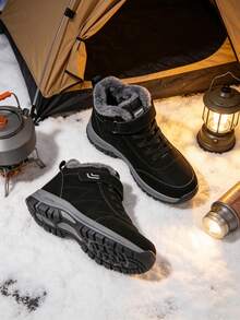 Women's Snow Boots, Thermal Lining Thickened Fur Interior, Non-Slip Rubber Sole, Rain & Snow Outdoor Cold Weather Boots For Men & Women - Black - View 8