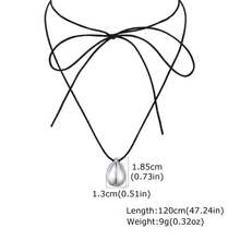 1pc Gothic Style Stainless Steel Heart-Shaped Black Rope Necklace, Gold Color, Women's Daily Gift, Halloween - Silver - View 6
