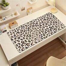 Leopard Print Leather Mouse Pad Beige Brown Thick Durable Keyboard Leather Pad For Office Home Gaming Birthday Gift For Gamers Students Professionals Desktop Laptop Home Office Desk Accessories Minimalist Design - View 2
