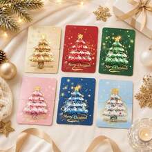 10pcs 3D Christmas Tree Greeting Card Set, New Christmas Blessing Message Card, Holiday Gift, Suitable For Festive Gifting, Atmosphere Decoration, Event Hosting - Greeting Card - View 3