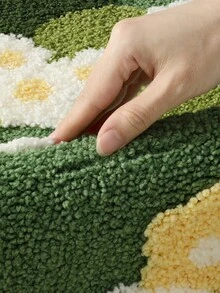 DAJIANG 植絨聚酯纖維材質四季通用花朵造型快樂字母卡通防滑TPR底軟吸水舒適可機洗手洗易清潔適用於洗手台淋浴房浴缸浴室地墊－1入 - 彩色 - 查看 9