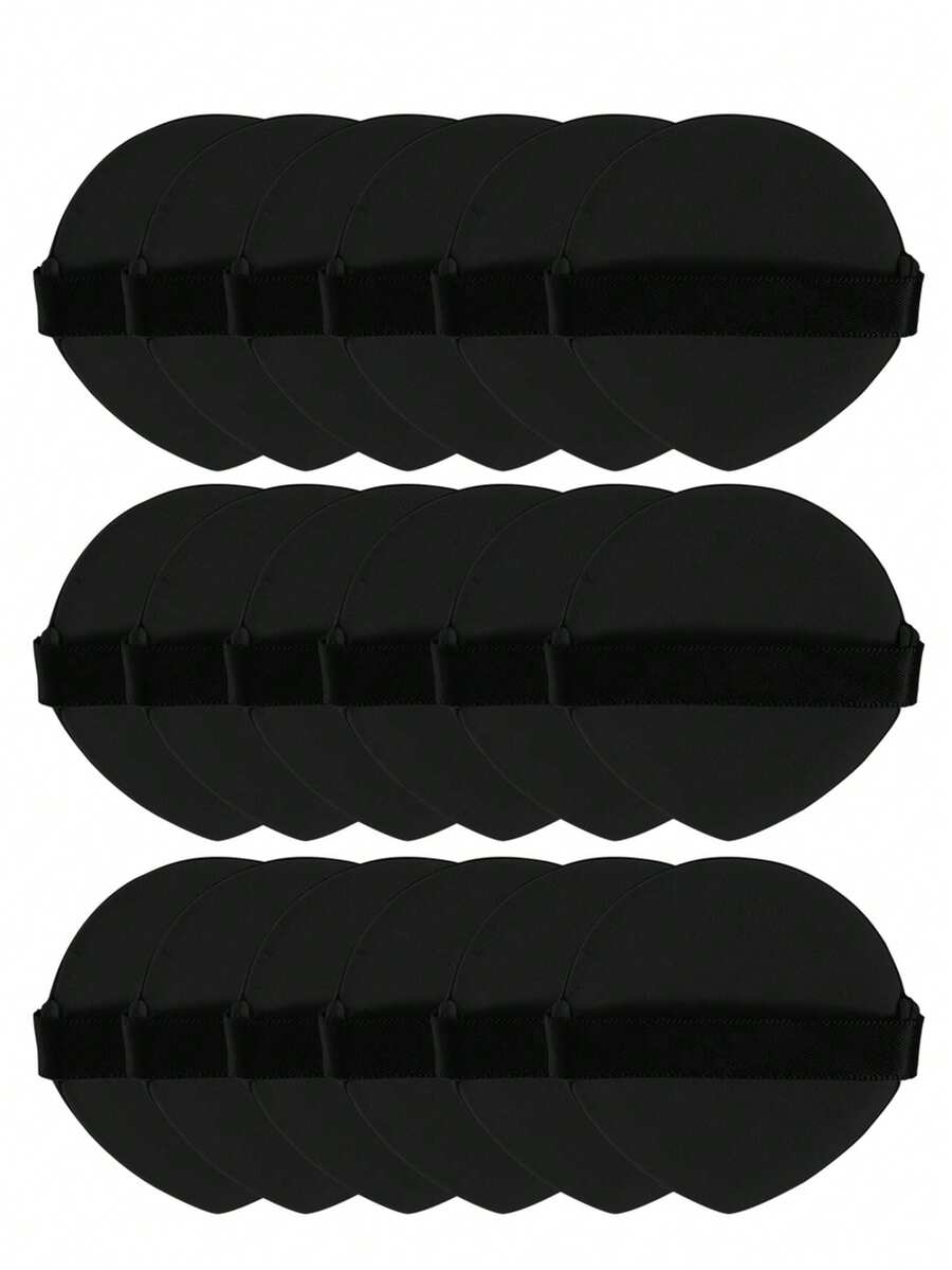 18Pcs/9Pcs/6Pcs/3Pcs Water Drop Powder Puff With Strap Soft Flocked Makeup Puff Wet Dry Dual Use Foundation Application Beauty Tool Multiple Colors Optional - Black - View 1