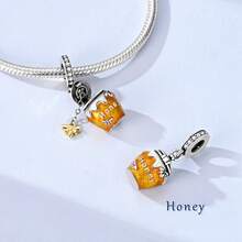 1 Pieces Original Design Silvery Color Honey Cake Charms Beads Colored Glaze Cubic Zirconia Inlay DIY Making For Women Fits Original Bracelet - Multicolor - View 5