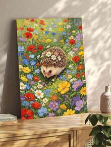 DIY Digital Oil Painting Kit - Hedgehog In The Flower Bushes, Beginner Canvas Art Handmade Painting Craft, Home Decor For Living Room, Bedroom, Holiday Gift, Includes Painting Tools. - Sets - View 3