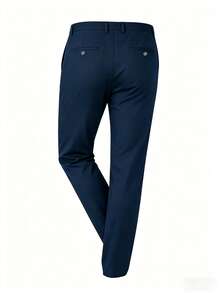 Men's Solid Color Casual Pocketed Versatile Daily Wear Suit Pants - Royal Blue - View 3