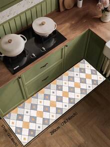 1pc Geometric Rhombus Diatom Mud Kitchen Floor Mat, Rubber Non-Slip Bottom Oil-Resistant, 3.5mm Cuttable, Minimalist Ins Style, Kitchen Countertop Dining Table Multi-Scene Decorative Mat - Multicolor - View 14