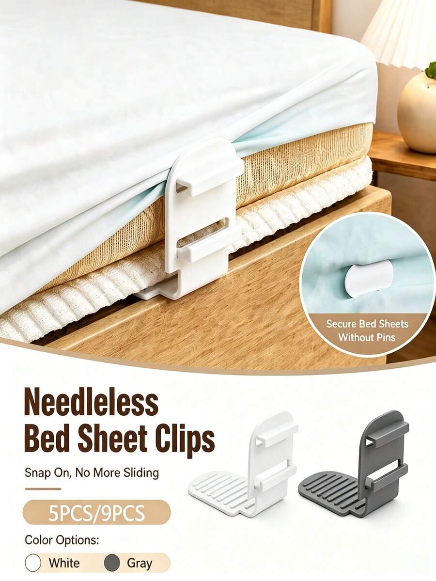 5PCS Upgraded Invisible Bed Sheet Fasteners - Adjustable Plastic Bed Sheet Clips, No Drilling Required, Anti-Wrinkle Bed Sheet Clips, Easy Installation - Multicolor - View 1