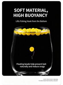 335pcs Multi-Size Fishing Hook Set With Assorted Yellow Floating Beads, Divided Storage Box, Sharp & Durable Soft Bait Beads With Good Buoyancy, Freshwater And Saltwater Fishing Tackle Accessory Combo Kit - Silver - View 6