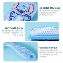 Miniso Disney Stitch Paddle Hair Brush, Cute Cartoon Air Cushion Detangling Comb, Blue Anti‑Static Massage Hairbrush For Girls - Baby Blue - View 7